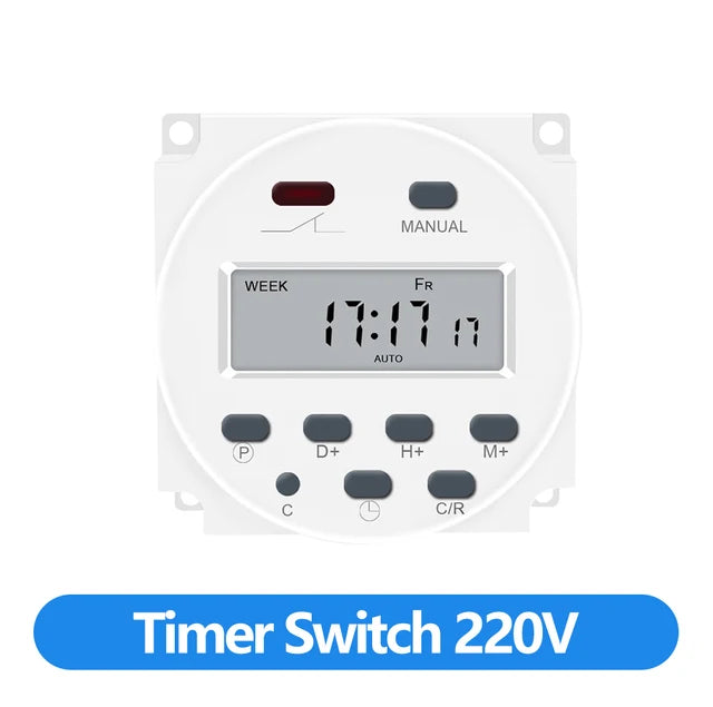 CN101A Digital Microcomputer 7Days Weekly Programmer Electronic Timer Switch 220V Time Relay with Countdown 12V DC for Light Fan