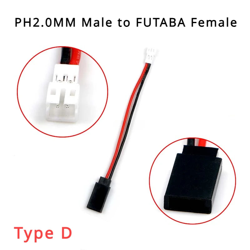 1/5/10Pcs/lot PH2.0 Male/Female to JR/FUTABA Connector Charging Adapter Cable Converter Lead for RC Hobby Battery FPV RC Models