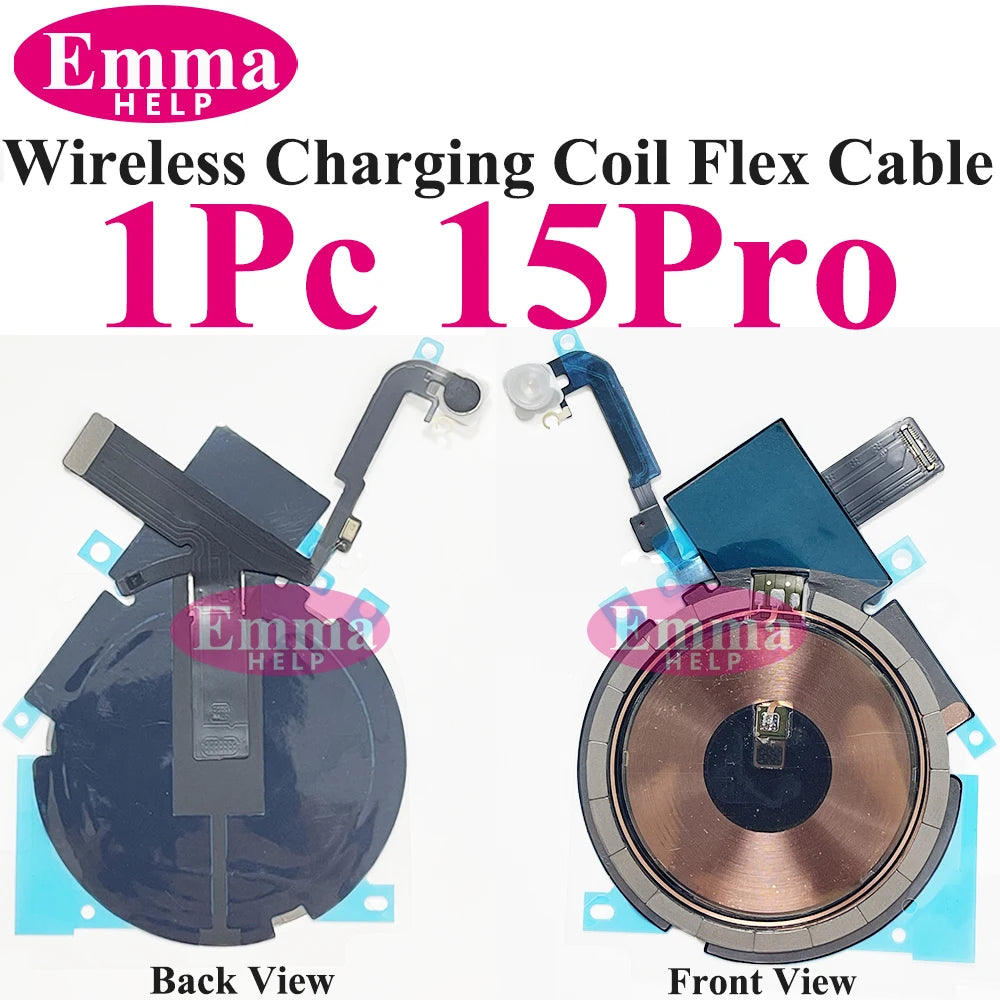 Wireless Charging Coil NFC + Power Volume Flex Cable for iPhone 14 14 Plus 15 15 Pro Max 16 – WPC Charging Antenna