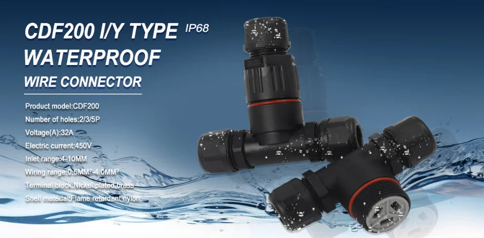 IP68 I/T Shape Waterproof Connector 2/3/5 Pin Wire Connectors Quick Screw Connect Push-in Terminals Electric Junction Box DIY GO