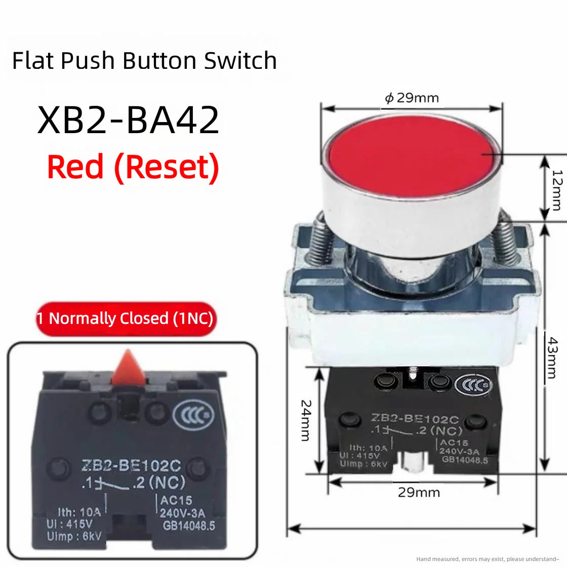 XB2 button switch metal emergency stop reset rotating mushroom head jog power start stop