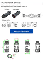 Waterproof M16 2 3 4 5Pin 6 7 8 9 Pin Cable Connector Outdoor IP68 Screw/Welding Male Female Wire Power Aviation Plug Connector