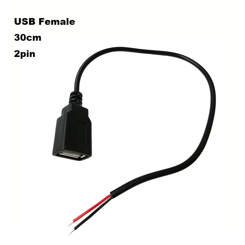 DIY Repair Welding Cable 2 Wire 4 Wires Micro USB 2.0 A Elbow Head Male Jack 4pin/2pin Type-C Male Extension Cable Line
