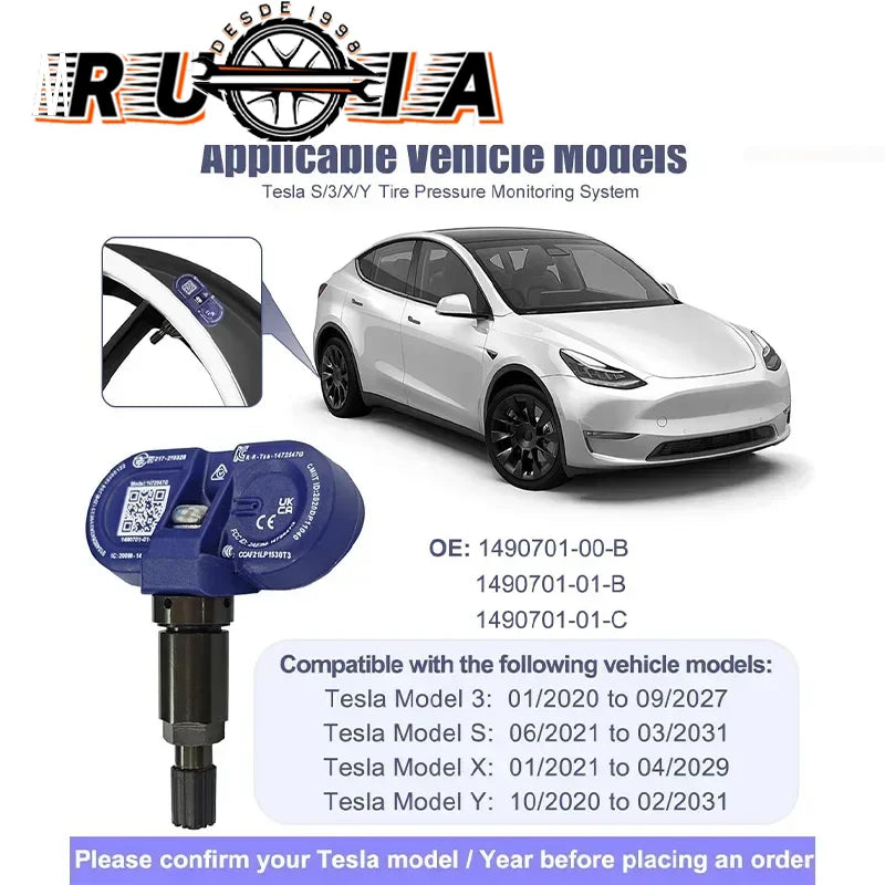 For Tesla Model 3 Y S X 2020-2024 Tire Pressure Monitor Sensors BLE Bluetooth TPMS Sensor Replaces 1490701-01-B 1490701-01-C