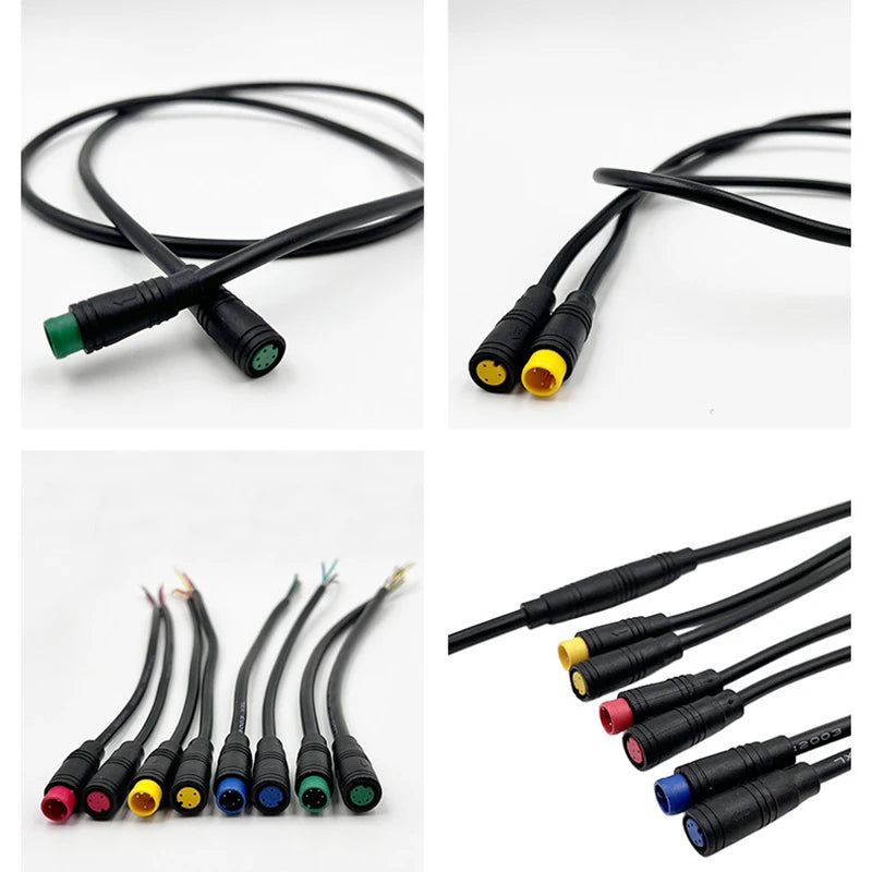 1pc 1m Long 6/8mm Circle Connector Cable Signal Sensor Cord For EBike E-Scooter Waterproof Extension Cable 2 3 4 5 6 Pin M6/M8