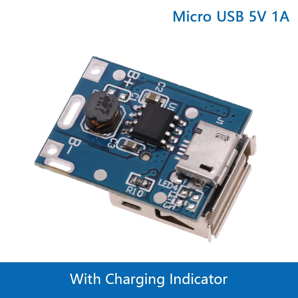Type-C / Micro USB 5V 1A 2A Boost Converter Lithium Battery Step-Up Power Module Mobile Power Bank With Protection LED Indicator