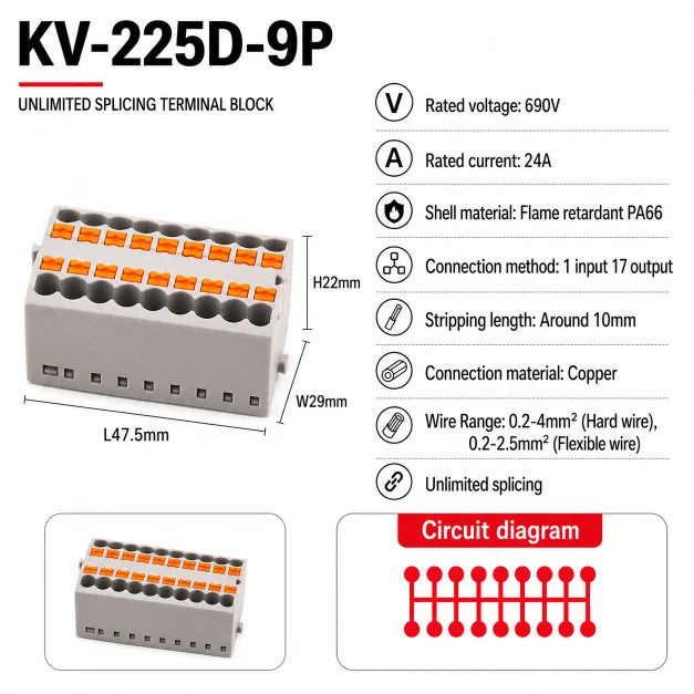 1Pc Wire Electrical Cable Connectors Plug-in Terminal Block PTFIX 2.5mm² Splitter Spliceable DIN-Rail Mounting Junction Box Too