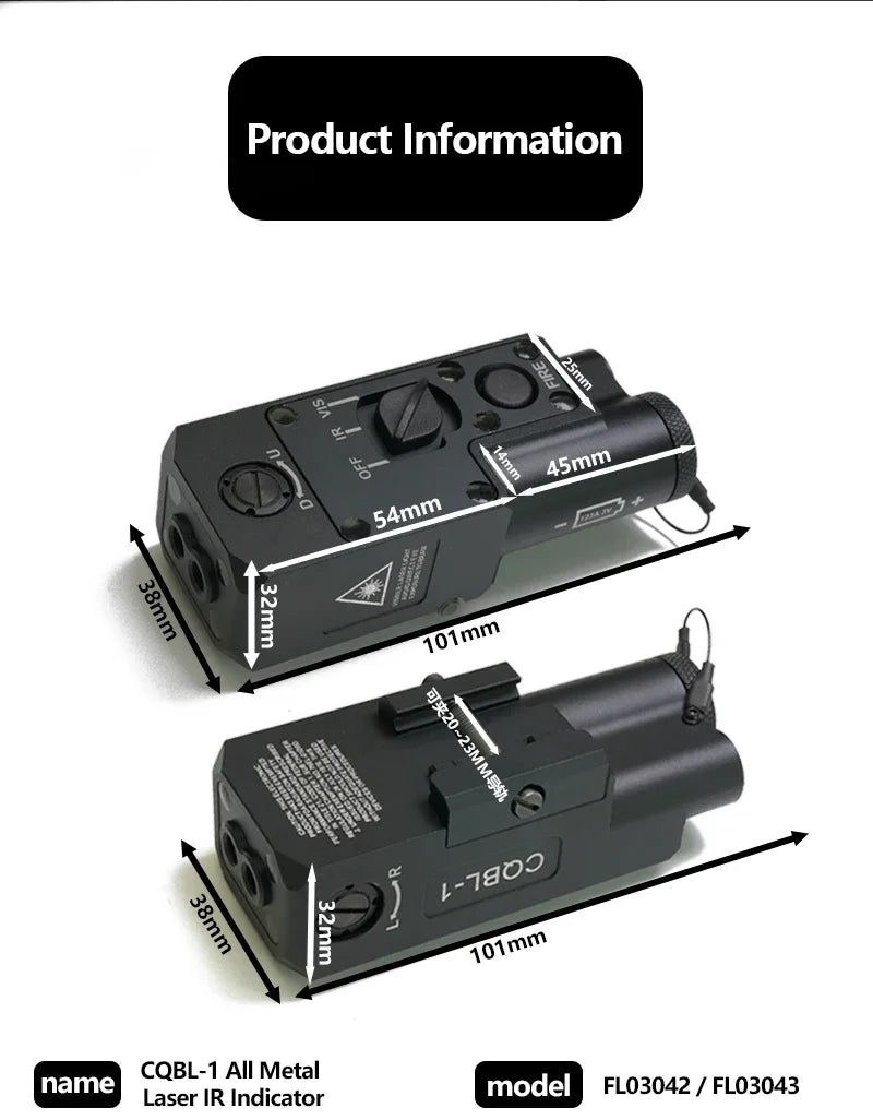 CQBL-1 Laser Aiming IR/Red/Green Dot Laser Indicator Momentary Constant Quick Opening With Scout Light Connect Mount For 20MM