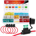 Nilight 120PCS Standard Blade Fuse Kit, ATC/ATO Automotive Fuse Assortment (5A-30A) with 5PCS 12AWG Inline Fuse Holders for Car, Truck, RV, Boat & Motorcycle