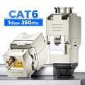AMPCOM Pro Cat7/6A/6 Shielded Keystone Jack, Zinc Alloy Toolless RJ45 Connector with 50u Gold Plated Pins for High-Speed Network