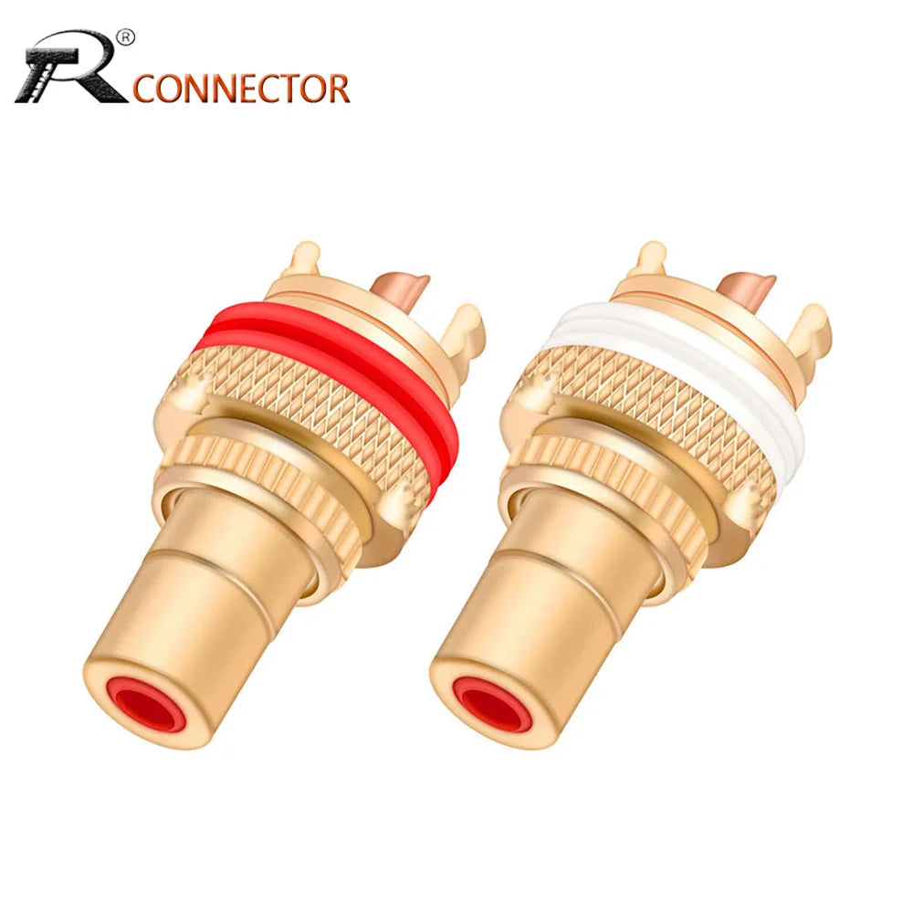1pair/2pcs Luxury Gold plated RCA Jack Connector Panel Mount Chassis Audio Socket Plug Bulkhead with NUT Solder CUP 3Colors