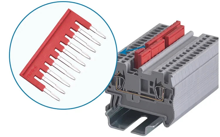 2/3/4/5/10 Seats Terminal Strip Jumper Plug-in Fixed Bridge PT ST UT DIN Rail Terminal Blocks center connection bar Accessories