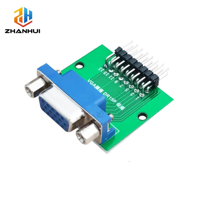 1/2/5PCS DB15 HDR15 DR15 VGA Female Socket Conversion Board Blue PCB Interface Test Module to 2.54mm DIP Pin Header