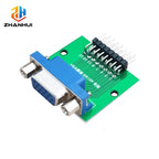 1/2/5PCS DB15 HDR15 DR15 VGA Female Socket Conversion Board Blue PCB Interface Test Module to 2.54mm DIP Pin Header