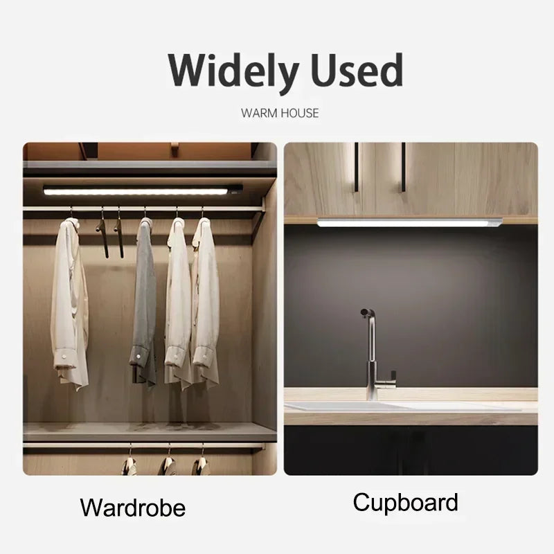 10-60cm USB Rechargeable Ultra-Thin Motion Sensor Light Magnetic Mount  3-Color Adjustment Under Cabinet Light for Home Office