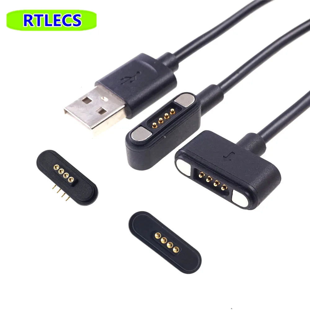 Waterproof Magnetic Pogo Pin 4 Position Cable Connector High Current 3A USB Type-C 2.2 MM THT Spring Loaded Strong Force 500G