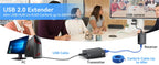 ProAV USB 2.0 Extender 60M Over CAT6 RJ45 Cable 4 Port USB HUB Extension By Ethernet for Webcam Camera Printer Keyboard Mouse