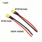 1 pair XT60 XT30 XT90 T Plug Male Female Connector with 10CM Wire, 12/14/16AWG Silicone Cable for RC Lipo Battery
