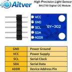 GY302 BH1750 Digital Light Sensor Module 16 Bit Ambient Light Detector I2C 3 to 5V for Arduino ESP32 Raspberry Pi