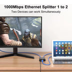1 to 2 1000M Rj45 Splitter Gigabit Ethernet Adapter Internet Network Cable Extender Rj45 Connector for PC TV Box Router Sharer