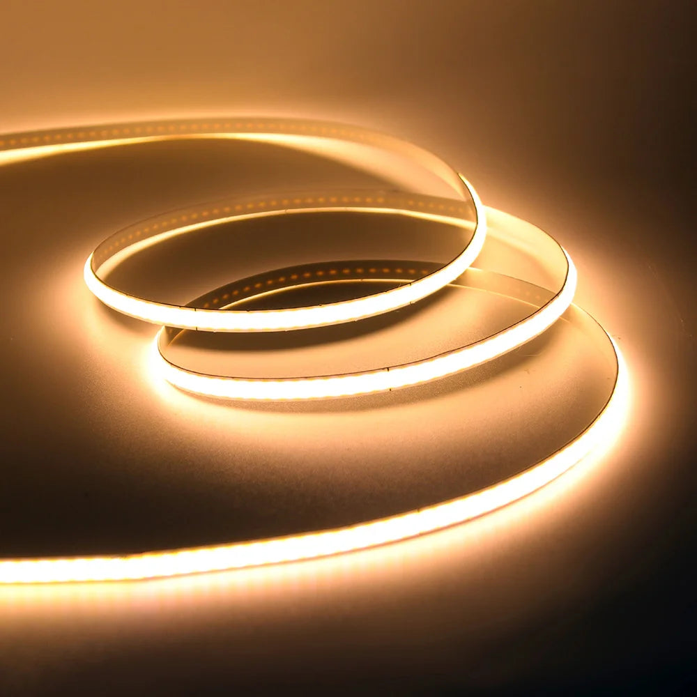 3mm 5mm PCB COB LED Strip Light 5V 12V 24V 320LED 8mm CRI90 Super Bright Flexible LED Tape For Cabinet Home Liner Lighting