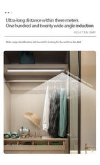 LED Night Light 20/30/40/60CM Motion Sensor Wireless USB Cabinet Night Light Wardrobe Lamp For Kitchen Cabinet Bedroom Wardrobe