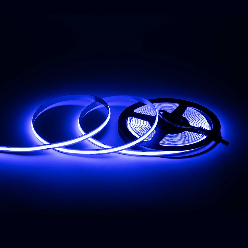 FCOB LED Strip 12V Flexible 5mm 8mm Width High Density Blue White Red Green Pink Yellow Flexible Dimmable RA90 Cob LED Strip