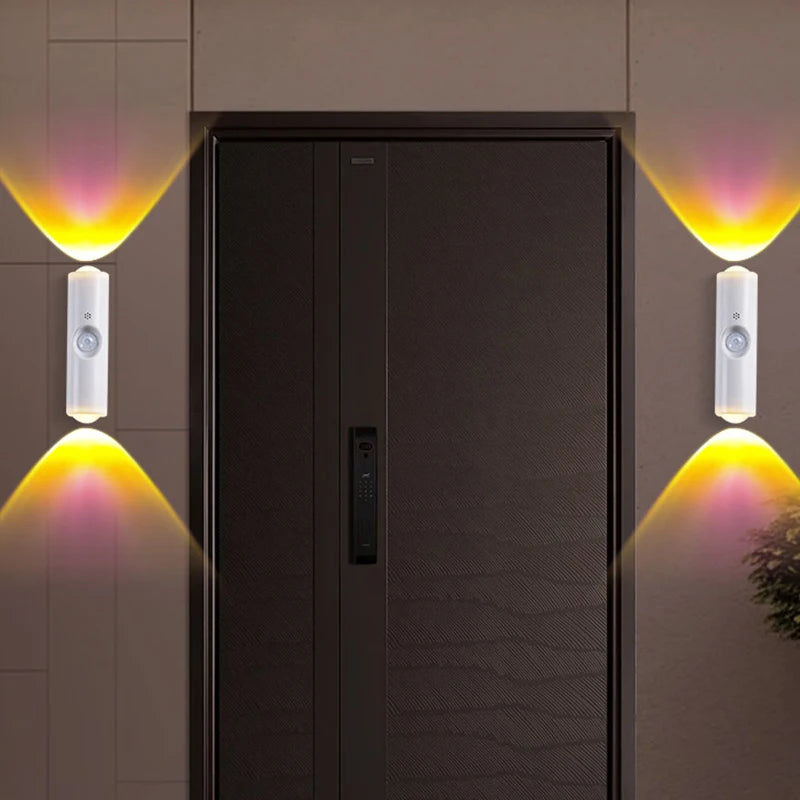 LED Night Light with Motion Sensor RGB Gradient Ambient Light Dimmable Magnetic Stair Lamp for Entryway Bedside Desk Wardrobe