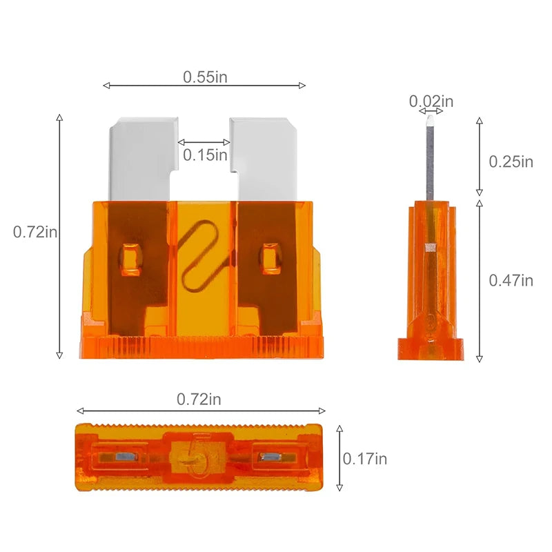 100pcs Car Fuse Assortment Kit Profile Middle Size Blade Type Fuse Auto Car Truck 2-35A Fuse with Box Clip