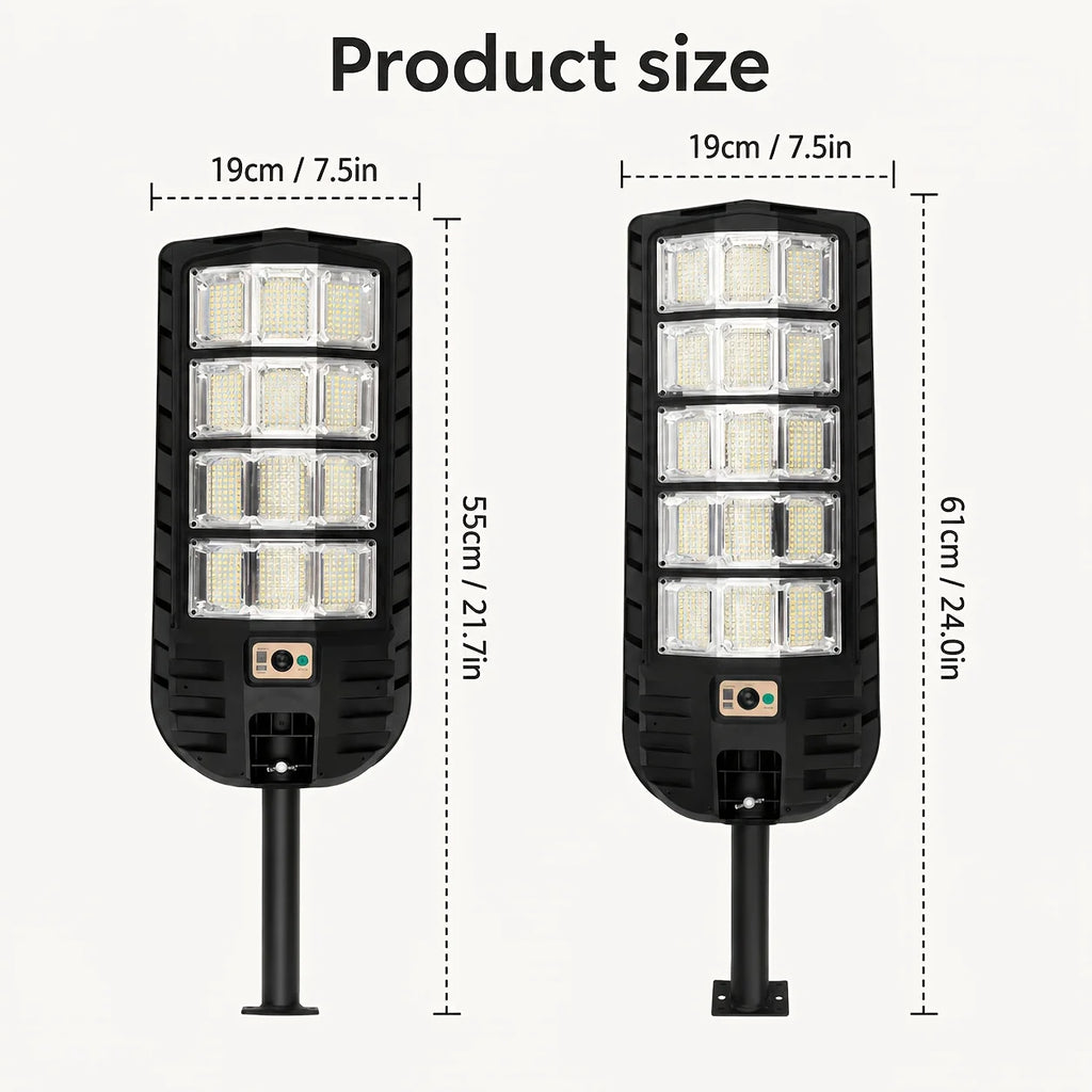 Large Solar Street Light Three-Panel LED with Human Motion Sensor Auto On Off Dusk to Dawn High Efficiency Solar Panel Super Bright Wide Angle Illumination IP65 Waterproof Wireless Security Lamp for Courtyard Driveway Garden