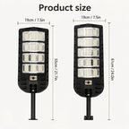 Large Solar Street Light Three-Panel LED with Human Motion Sensor Auto On Off Dusk to Dawn High Efficiency Solar Panel Super Bright Wide Angle Illumination IP65 Waterproof Wireless Security Lamp for Courtyard Driveway Garden
