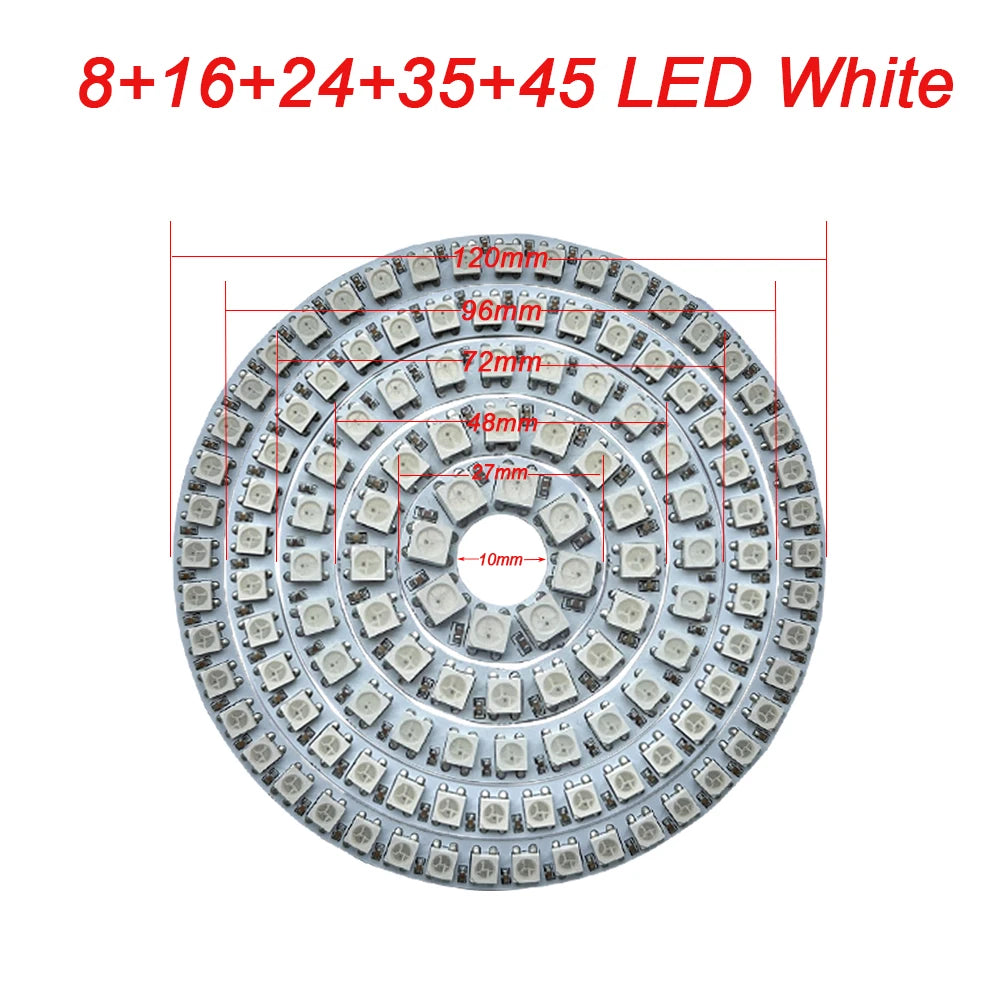 WS2812B Addressable LED Pixel Ring 8 to 241Leds WS2812 5050 RGB LED Diode Ring Color IC Built-in LED