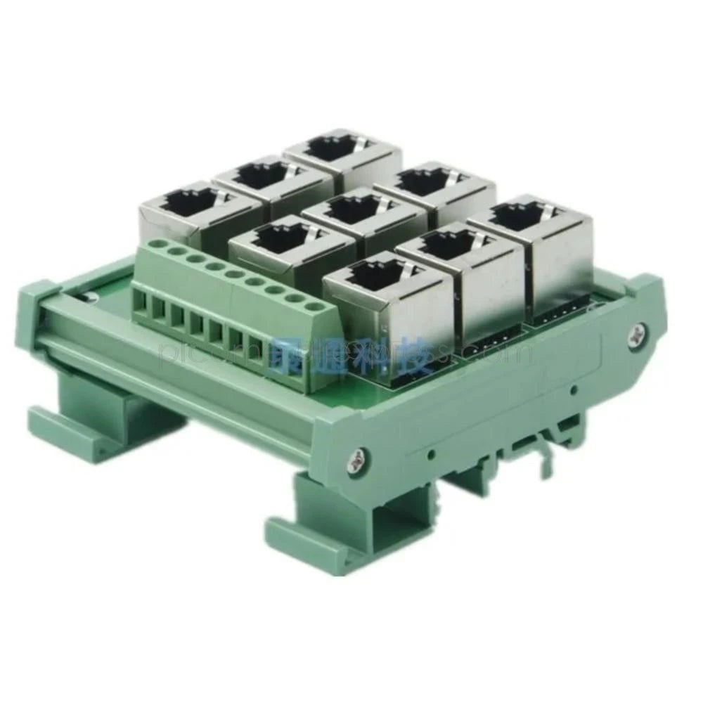 1 To 9 Port RJ45 To Terminals Breakout PCB Board Ethernet LAN Interface Terminal Module Adapter Switch Din Rail Mounting