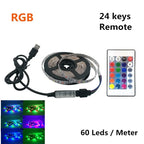 USB LED Strips SMD3528 Light 5V Adapter String Christmas Desk Decor Lamp Tape For TV Background Lighting 5V 50CM 1M 2M 3M 4M 5M