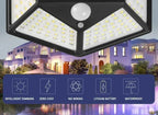 1-4PCS Solar LED Wall Light,100 LED Outdoor Motion Sensor Lights Waterproof Solar Wall Lamp for Garden Fence Yard Pathway Stairs