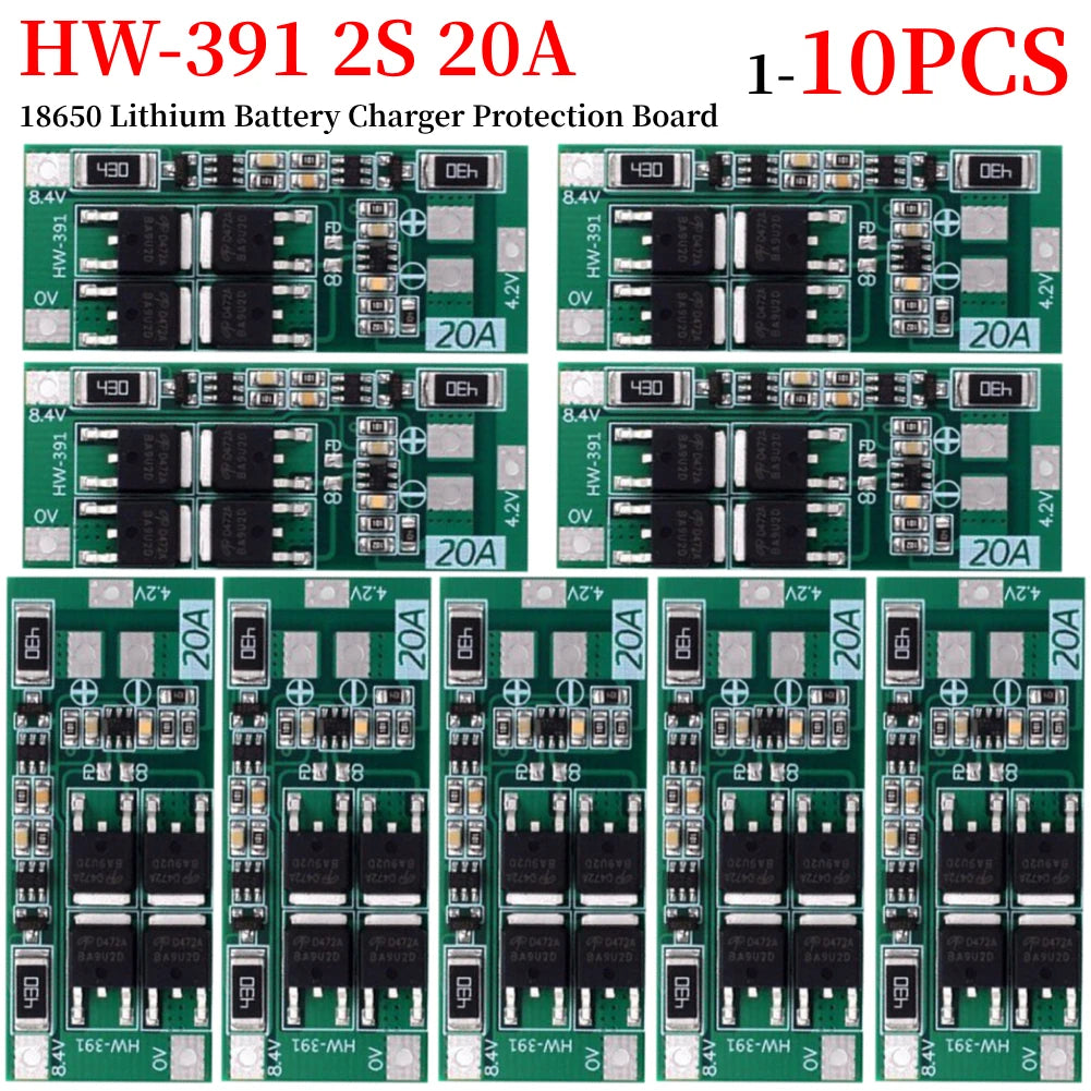 1-10PCS Charging Board Charger Module HW-391 2S 20A Lithium Battery Protection Board 18650 BMS Board Module Balance