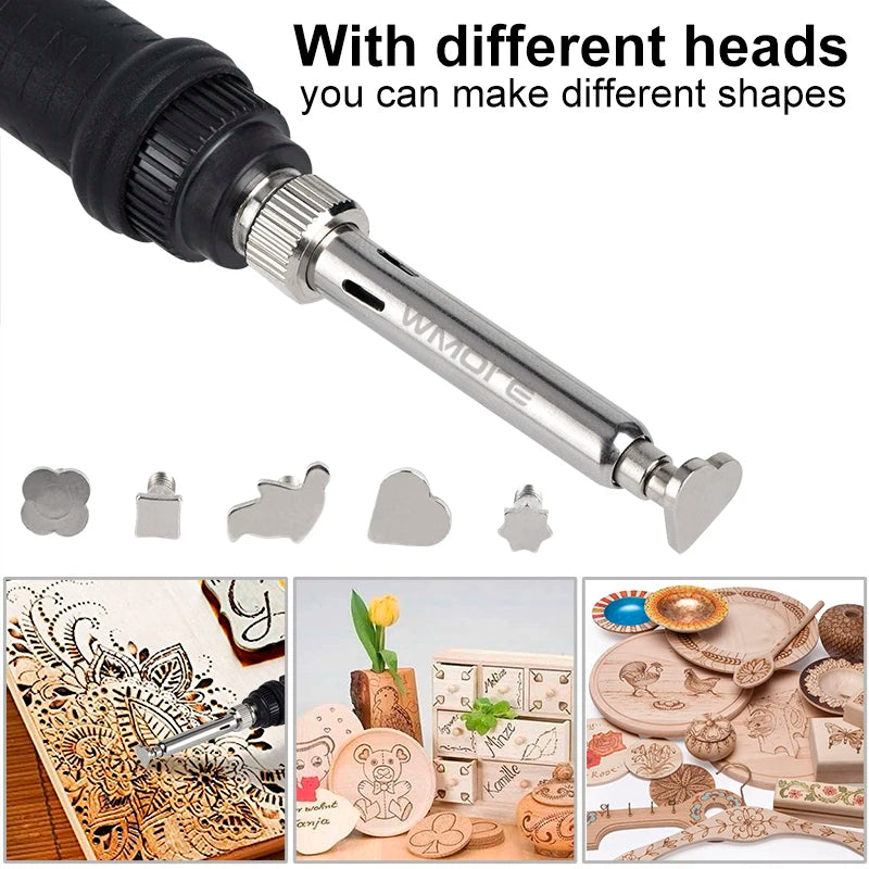 JCD 80W Engraving Pen Electric Soldering Iron Wood Burning Kit Flipping Word Embossing Pyrography Tool Craft 28PC TIP Set 908S