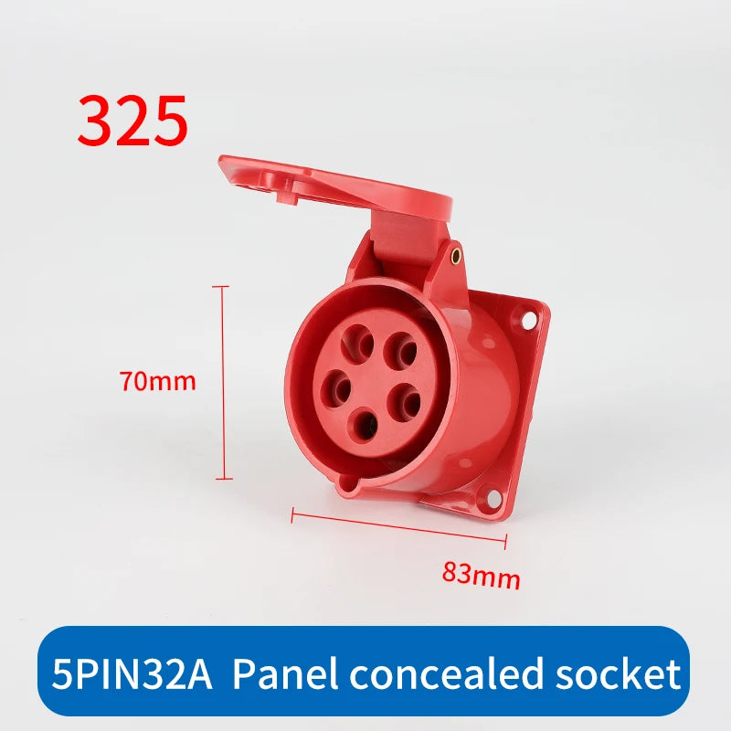 1 PCS 32A Aviation Industry Plug Socket Connector 3P/4P/5P IP44 Waterproof Surface Installation Wireless Concealed Installation