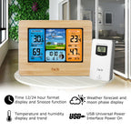 Digital Weather Station Clock Indoor Outdoor Weather Forecast Barometer Thermometer Hygrometer with Wireless Outdoor Sensor