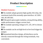 4-Channel Relay Module DC 5V/12V/24V High Low Level Triggers Smart Home PLC Automation Control 30A for Electronic Projects
