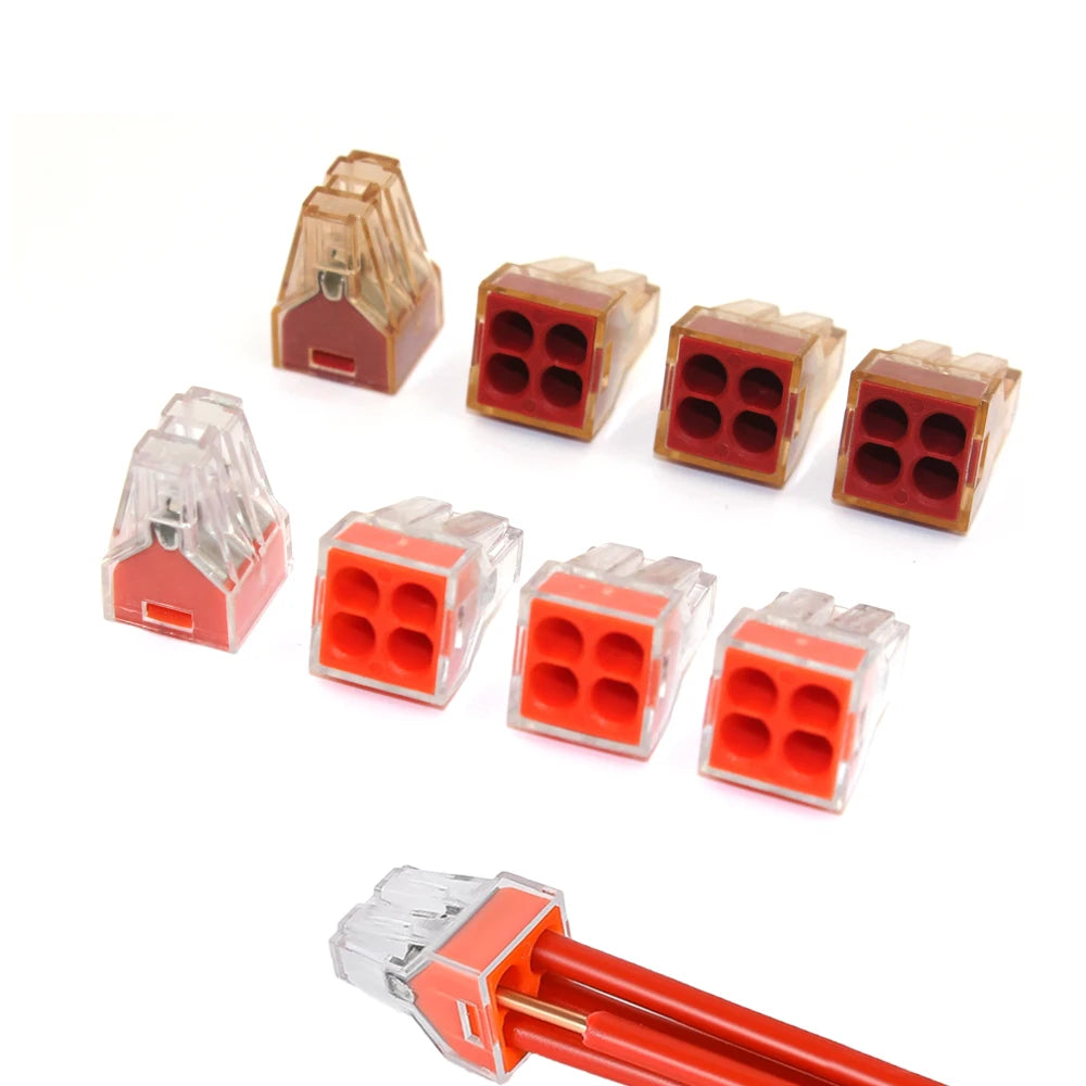 50/100 PCS 4 holes Wire Connector Universal Splitter Wiring Cable Quick Wiring Electrical Connector Push-in Home Terminal Block