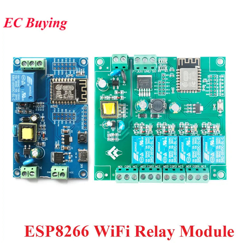 ESP8266 1/4 Way Channel AC 90-250V/DC 7-30V Wifi Wireless Relay Module ESP-12F WiFi Programmable Development Module for IOT