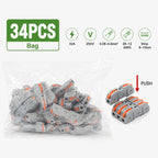 PCT-221 Lever Wire Connector 25 34 50 100PCS Inline Splicing Terminal Block Compact Cable Splitter Kit for LED Electrical Wiring