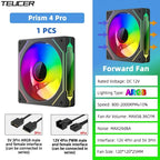 TEUCER Prism4 Forward/Reverse Fans 120MM 5V 3PIN ARGB 12V 4PIN PWM  2000RPM Hydraulic Bearing Design Stable&Quiet For Gamer