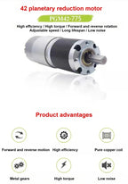 With the controller PGM42-775, this DC gear reducer motor offers adjustable forward and reverse rotation and has a high torque.
