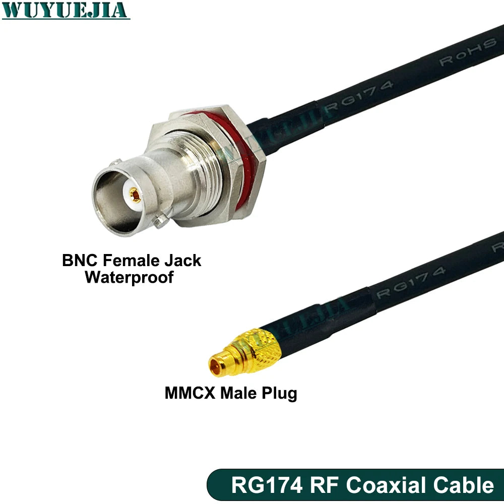 RG-174 Coaxial Cable Q9 BNC Female Waterproof to MMCX Male Connector Crimp Wire Terminal RF Jumper Pigtail Line For Wifi Card