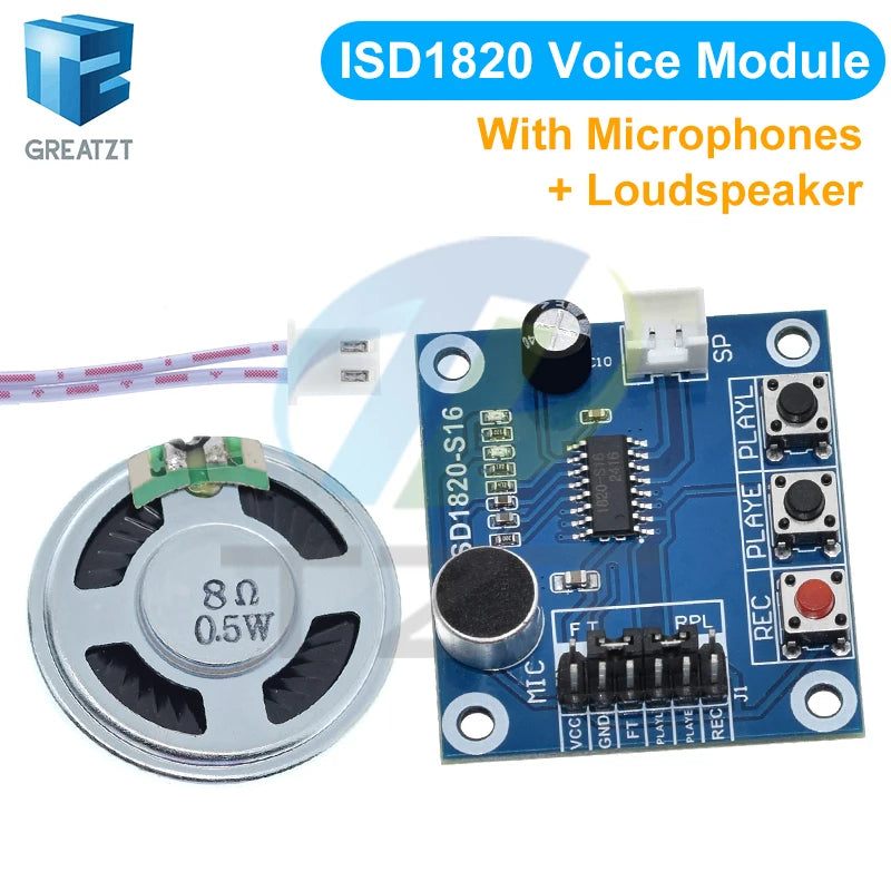 GREATZT ISD1820 recording module voice module the voice board telediphone module board with Microphones + Loudspeaker