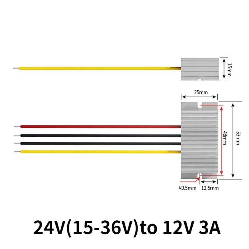24V to 12V 2A-5A Power Buck Converter Voltage Transformer Waterproof Regulator Reducer Module Power Supply DC Buck Converter