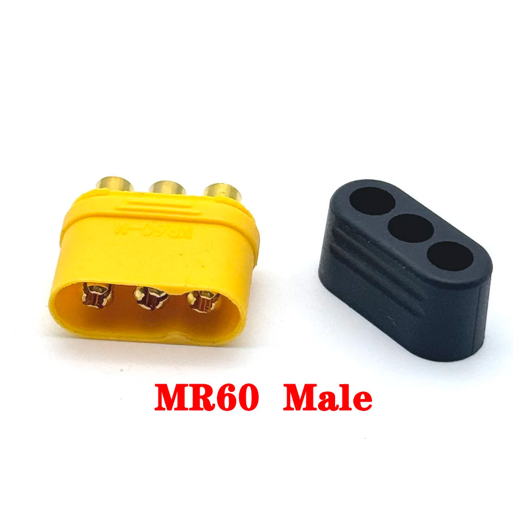 MR60 MR 60 Fireproof Female Male Three-core Connector With Sheath 3.5mm Brass Gold Plated For Lipo ESC RC Model