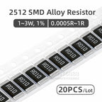 20PCS 2512 SMD Current Sense Resistor 1% Alloy Shunt Resistor R001 R005 R010 R020 R030 R050 R100 R200 R220 R330 R470 R500 1R00